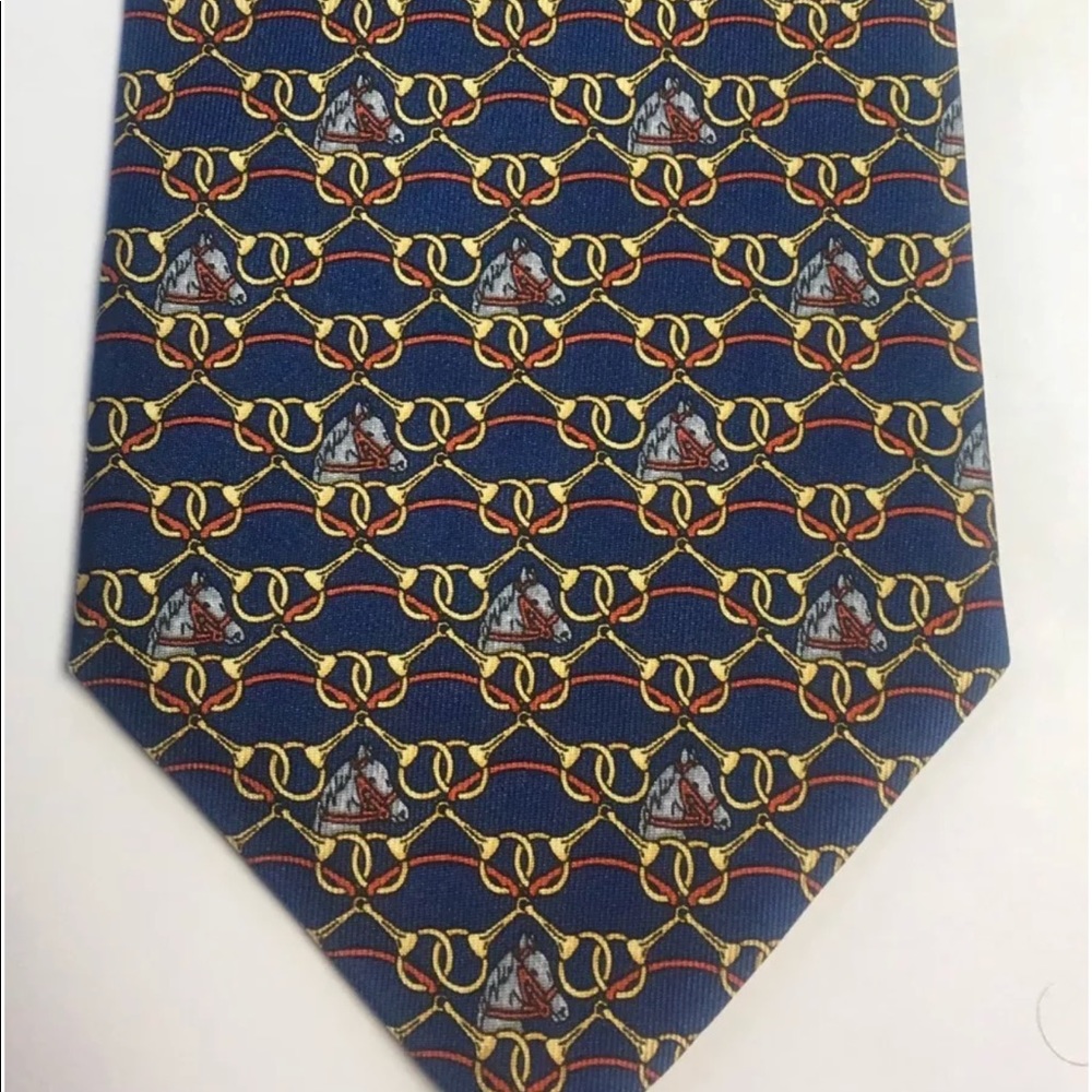 Lancel Equestrian Silk Tie In Blue